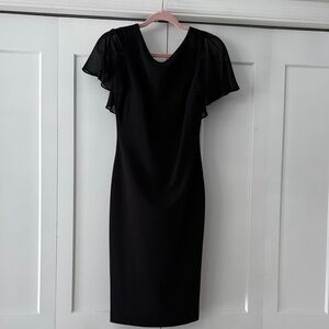 Calvin Klein Black Midi Dress with Sheer Sleeves